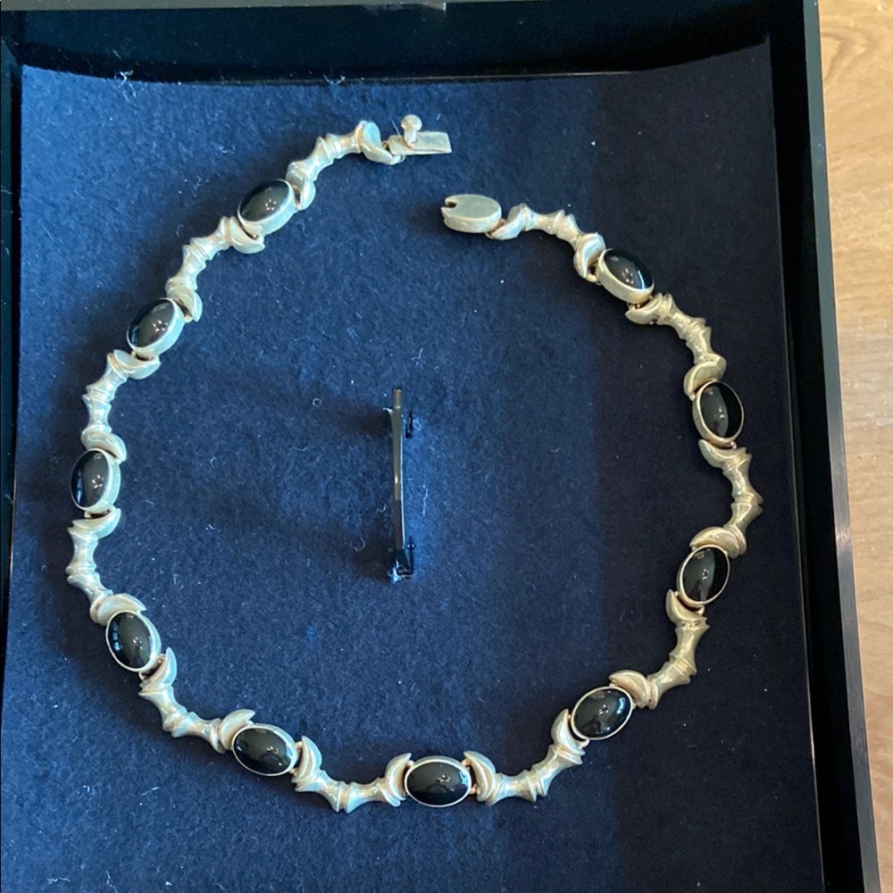 This is a Vintage Taxco signed Cometa     Sterling Silver and Black Onyx .113.6g
